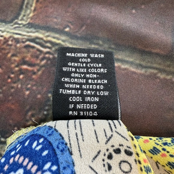 New Directions Relaxed Yellow and Blue Tunic with Tie Front - Picture 6 of 7